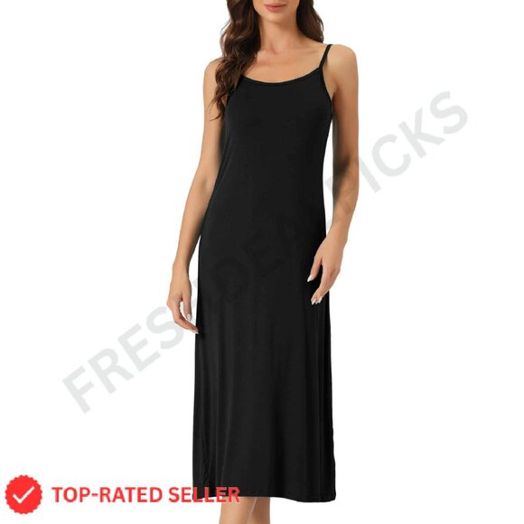 Spaghetti Strap Slip Dress Modal Nightgown Elegant Chic Lounge Sleepwear